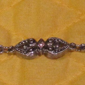 Silvertone Pink/White Cubic Zirconia Bracelet